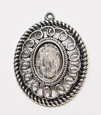 15- 14x10mm Antique Silver Rope Loop Pendant Settings 4Cameo Cab Glass 35x28mm