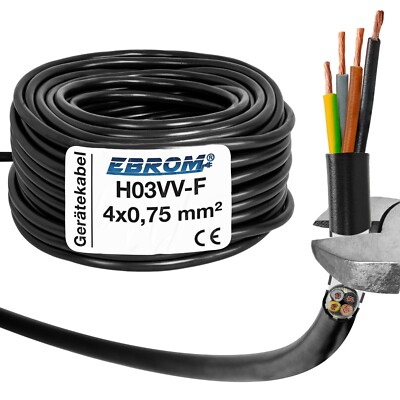 (1,00  /m) H03VV-F 4G0,75 mm² H03VVF 4x0,75 schwarz Schlauchleitung Stromleitung