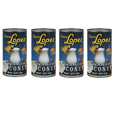 Coco Lopez Cream of Coconut Set of 4 Cans | 15 oz Each | Piña