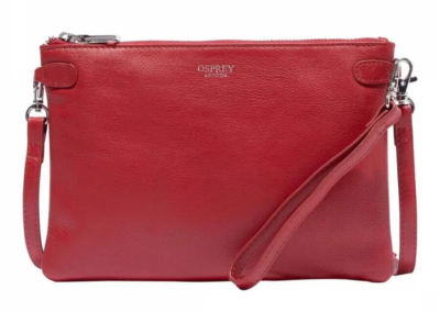 CROSSBODY HANDBAG RED LEATHER OSPREY LONDON EMPIRE GRAINY HIDE