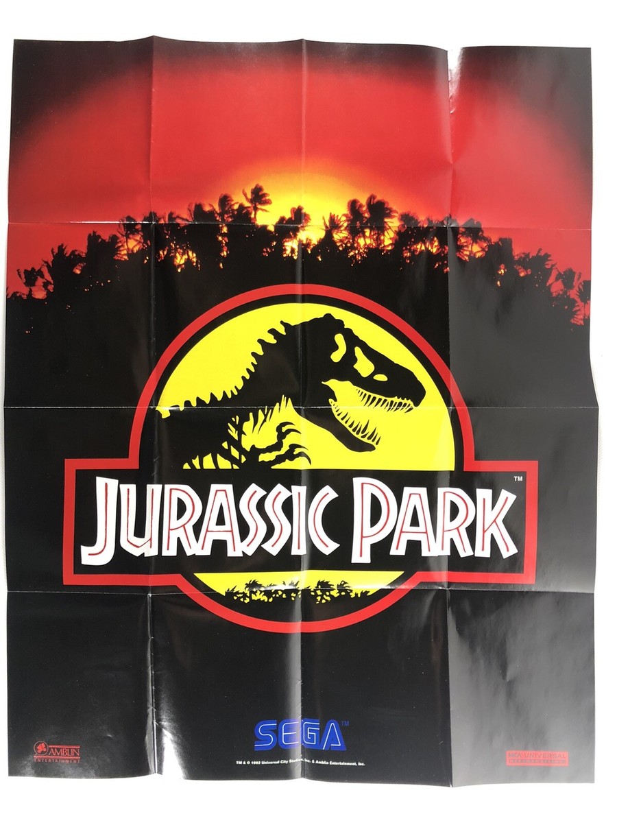 Jurassic Park VIdeo Game Sega Genesis 1992 Original Poster Insert
