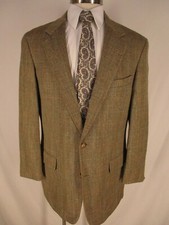 Brooks Brothers Mens Beige Plaid 2 Btn Sport Coat 42L USA Made