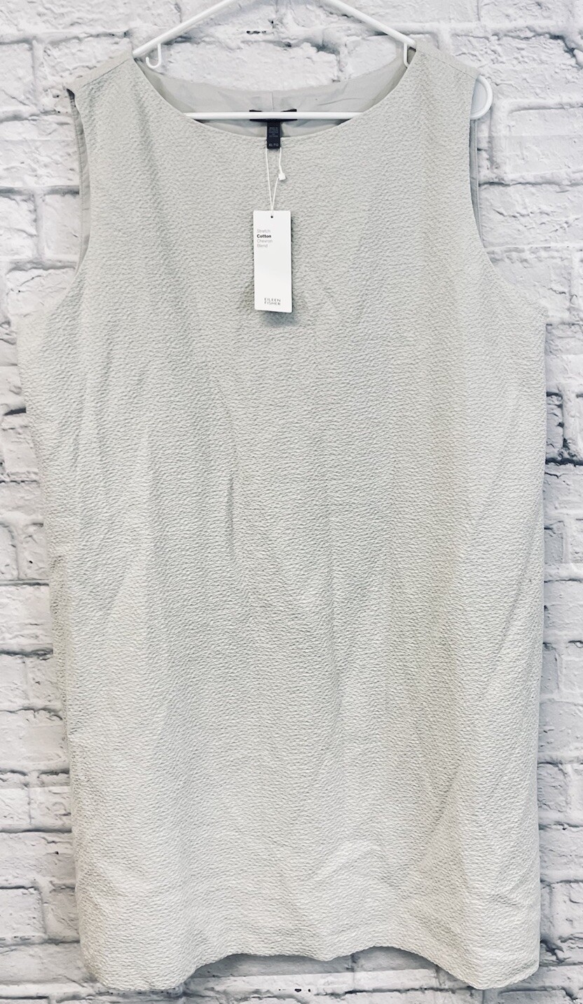 NEW Eileen Fisher shift dress womens XL sleeveless bone Textured boat neck $198