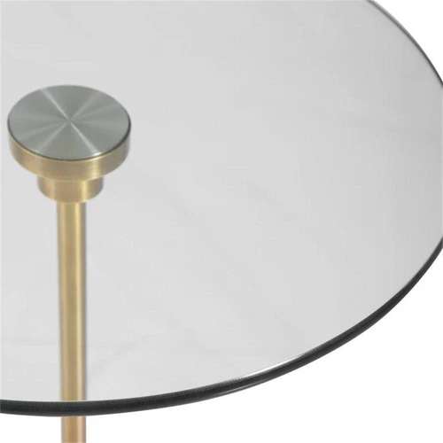 Uttermost Portsmouth Round Iron Metal and Marble Accent Table in Brass - Picture 3 of 5