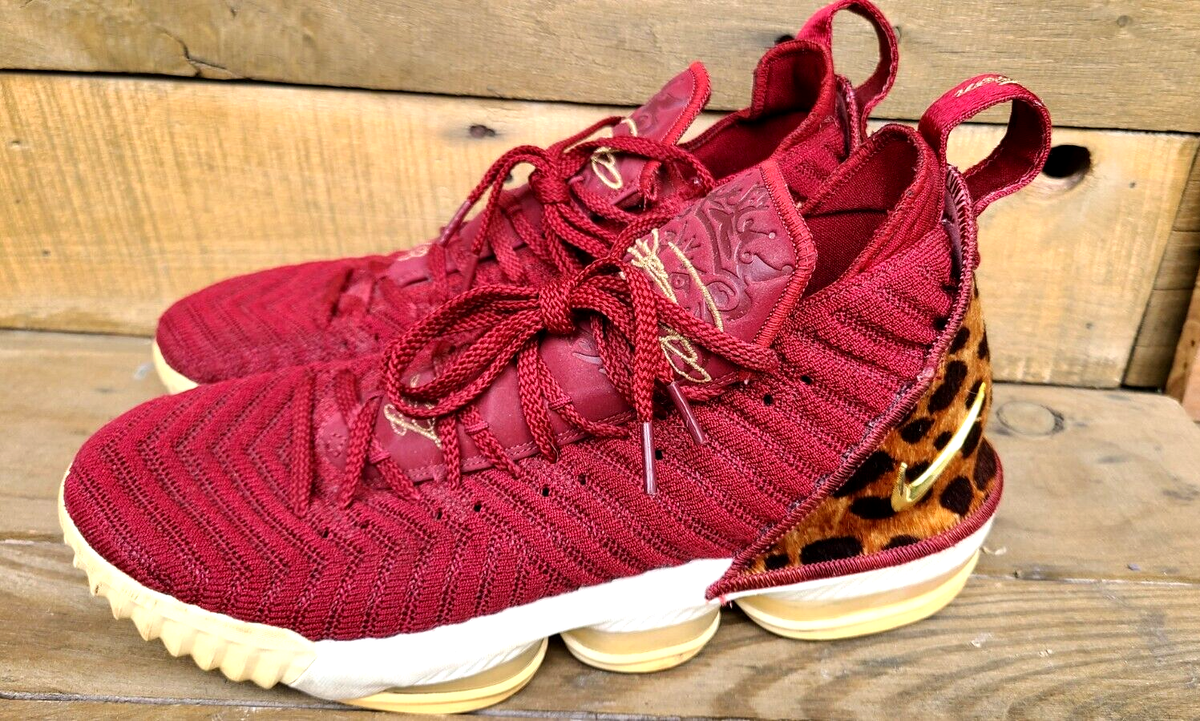 Men's Size 10 Nike LeBron XVI 16 King Shoes Red & Gold Animal