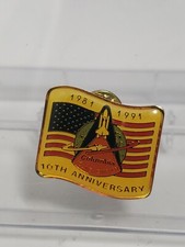 Vintage NASA Columbia Space Shuttle 10th Anniversary Enamel Pin 1981-1991