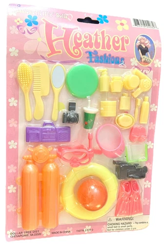 Vintage 90s Heather Fashions Barbie Doll Clone Summer & Beauty Accessories Pack