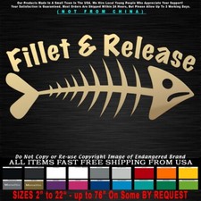 Fishing Fillet Release Looking Right Angry bone Fish Skeleton Sticker Decal