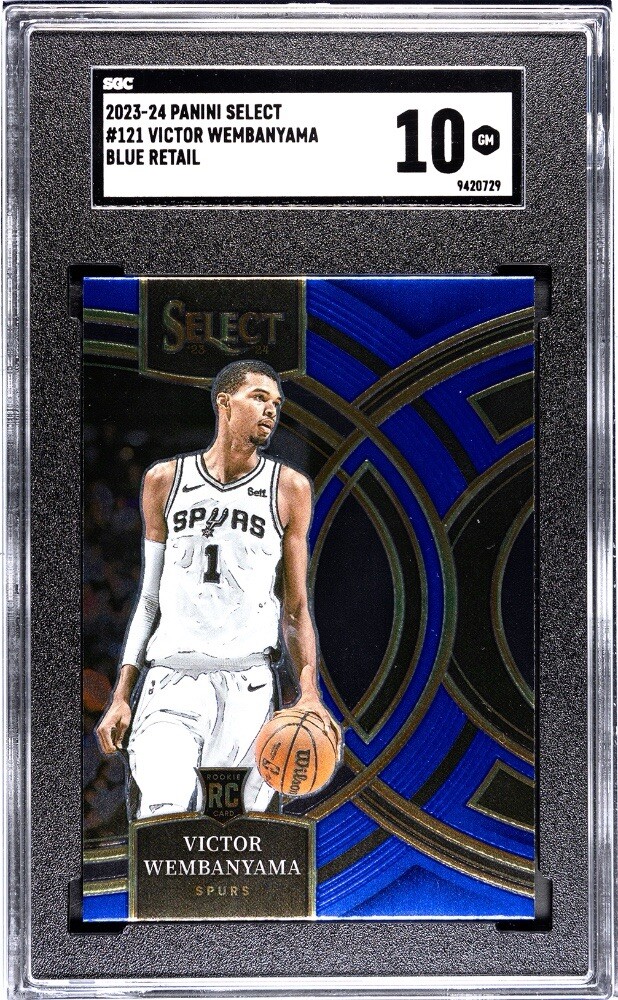 💰⬆️ Victor WEMBANYAMA RC 2023-24 Panini Select #121 Premier Blue Rookie SGC 10