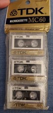 TDK Microcassette MC 60 Blank Cassette Tape 60 Minutes 3 Pack New 1988 NOS