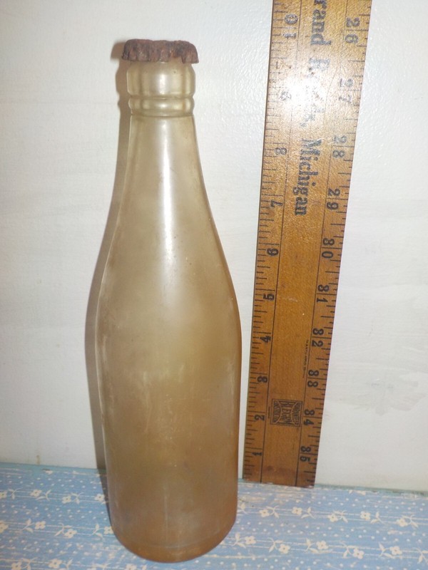 Antique Vintage Glass Bottle Thick Heavy Clear Long Neck 10 Inches