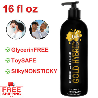 Wet Gold Hybrid Silicone & Water-Based Lubricant 16oz Long-Lasting for Couples