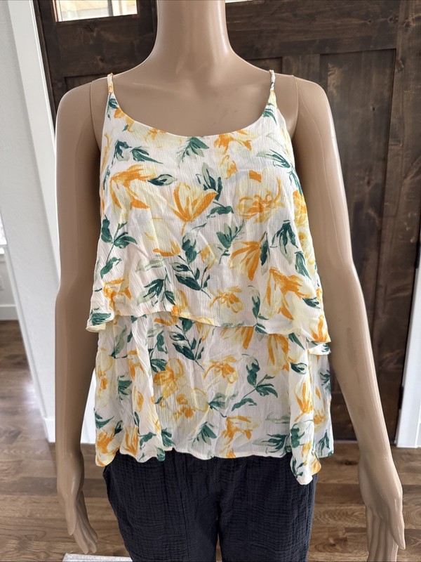 P.S. Kate NWT Women's Floral Print Flowy Adjustable Strap Top Medium - 028