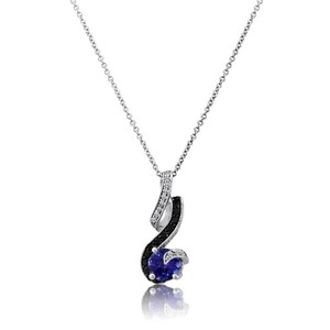 Le Vian 14K White Gold 18" Pendant Necklace for Women Blue Tanzanite Diamond