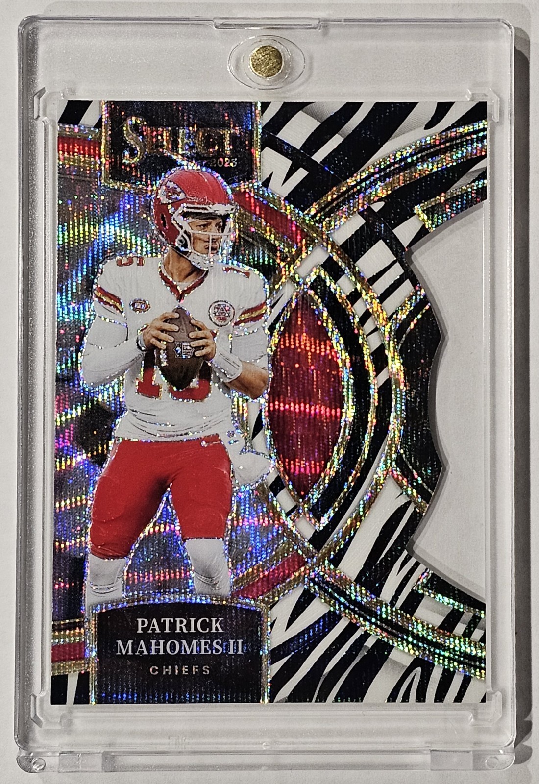 2023 Panini Select #140 - Patrick Mahomes II Premier Level Zebra Prizm Die-Cut