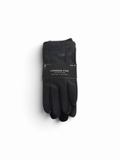 New Men's London Fog Black Leather Fleece Lined Gloves Size Medium