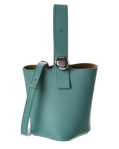 Loewe Pebble Mini Leather Bucket Bag Women's Blue