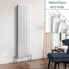 1800mm Vertical Designer Radiator Oval Column White Anthracite Tall Upright Rads
