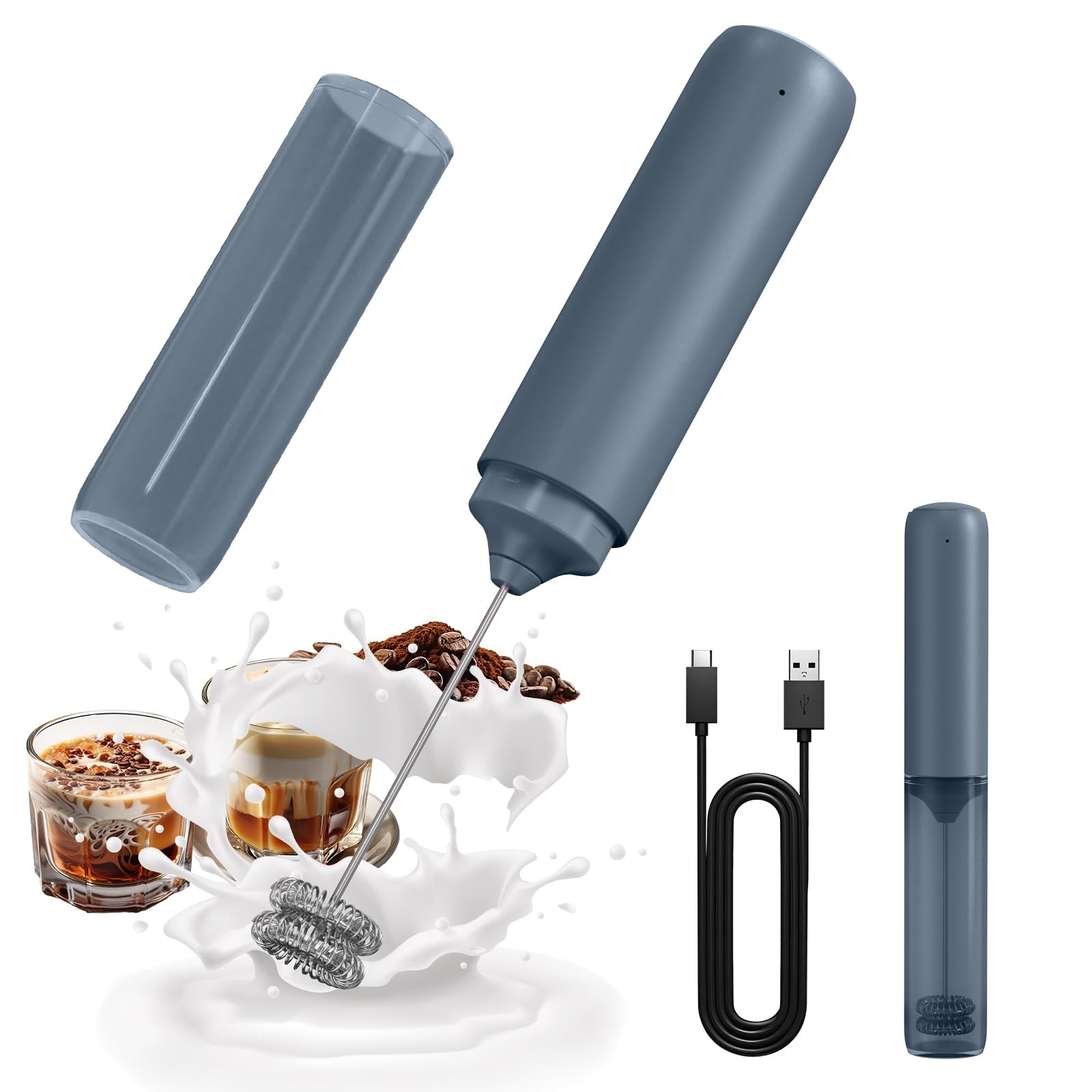 Rechargeable Milk Frother Dual Spring Whisk
