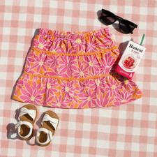 Lilly Pulitzer Girls Daisy Skirt  Vintage Y2K Pink Orange Rick Rack  Size 5