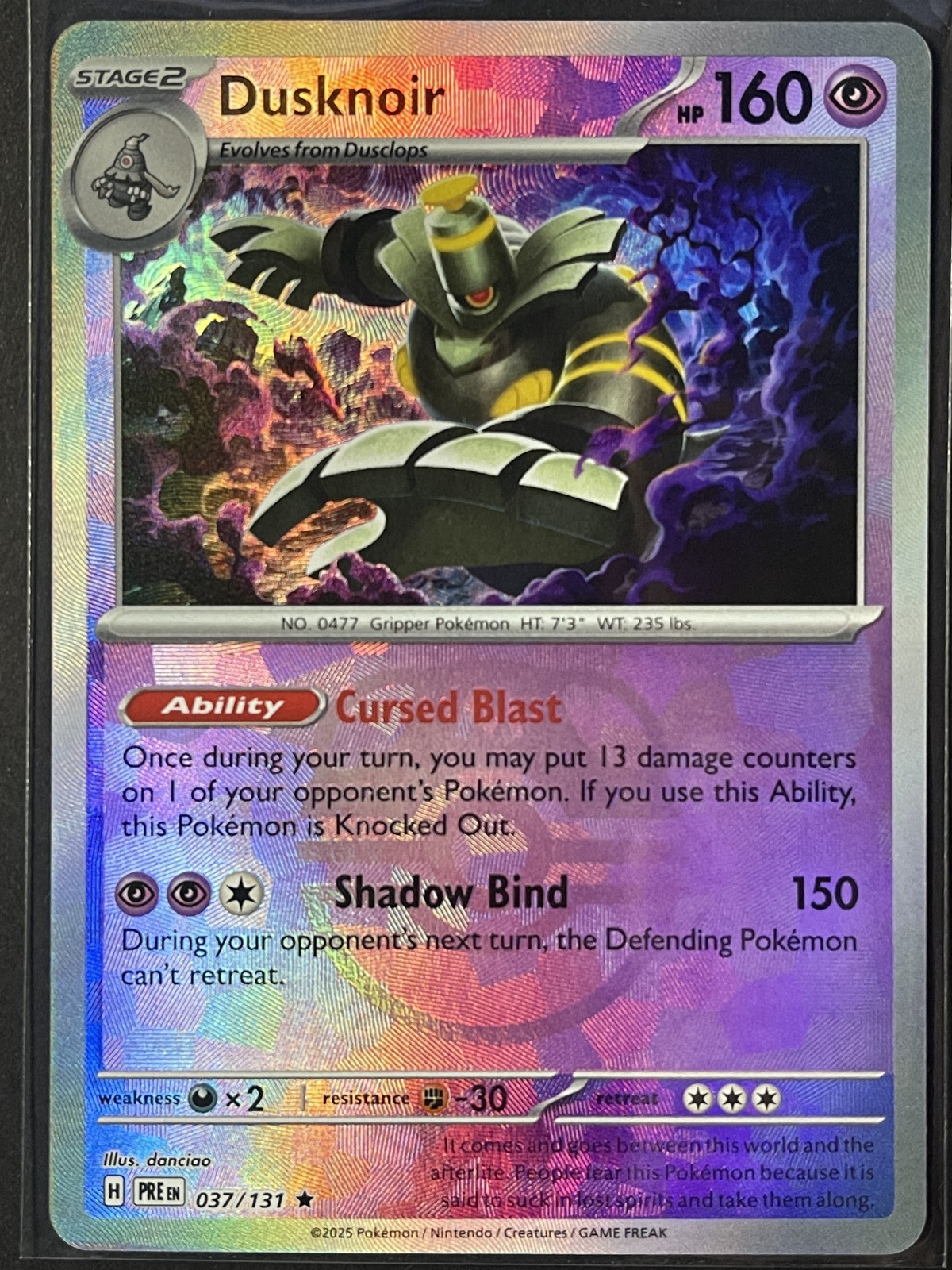 Dusknoir (Master Ball Pattern) Rare SV: Prismatic Evolutions 037/131 NM