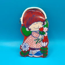 Vtg Hallmark Japan Little Pearl's Zippered Change Coin Purse Girl With Flowers 