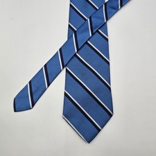 Brooks Brothers 346 Pure Silk Repp Tie Blue With Stripes Made in USA