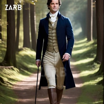 Mr Darcy Regency Tailcoat - Navy Blue Men s 19th Century Frock Coat Costume