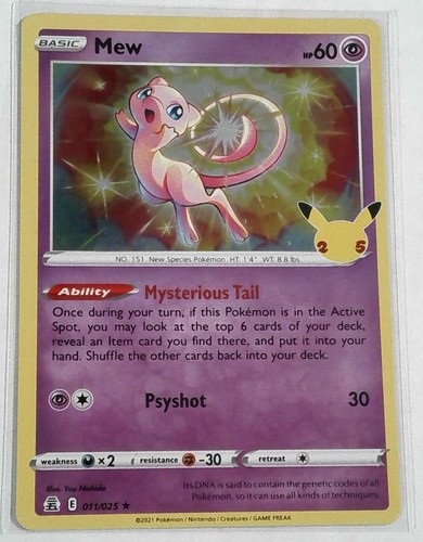 MEW #11/25 HOLO RARE 2021 POKEMON 25TH ANNIVERSARY- CELEBRATIONS STAMPED