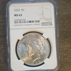 1922 Peace Silver Dollar $1 NGC MS 63 Philadelphia 90 percent silver