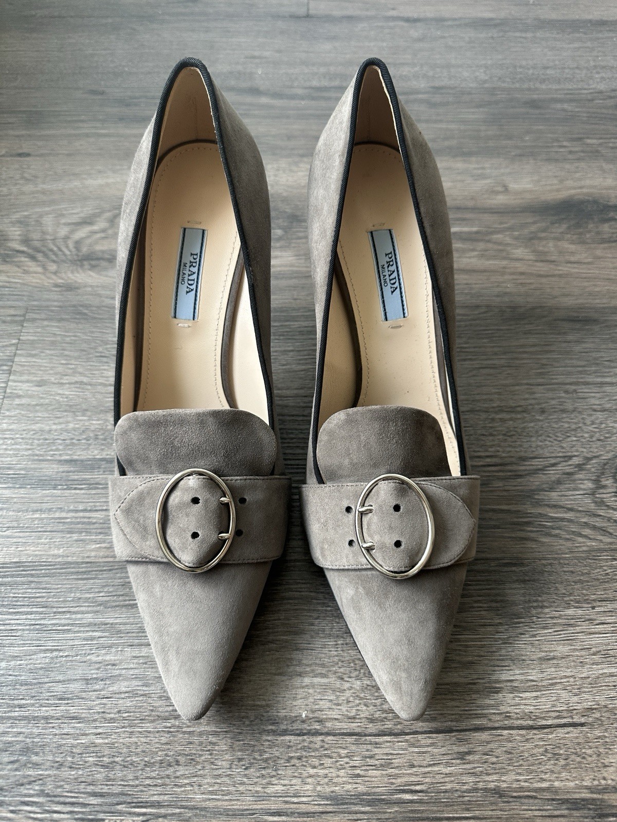 PRADA Women's Grey Suede Pointed Toe High Heels NEW, Size 39.5 thumbnail 7