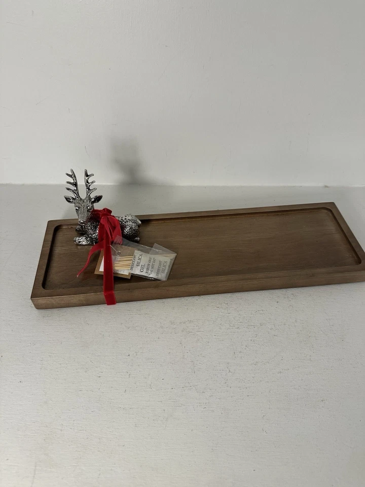 Juego de palillos de dientes Mud Pie Deer con plato y carrito, marrón, bandeja de 4,5"x14" Foto 4 de 4