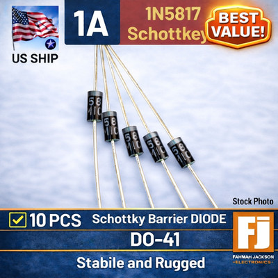 1N5817 Diodo Raddrizzatore Schottky 20V 1A DO15 (2 Pezzi