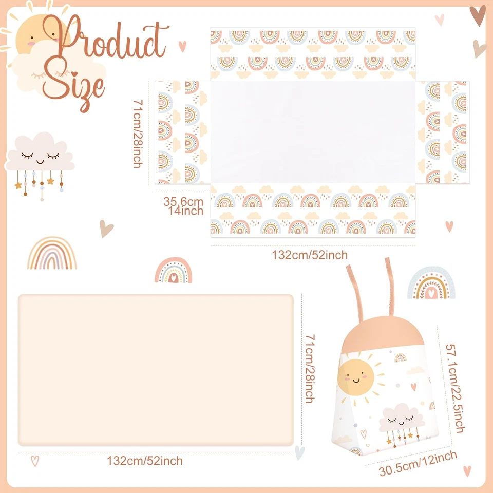 Conjunto de roupa de cama para berço 4 peças para meninas e meninos, conjunto de cama macio para bebê incl... - Imagem 3 de 4