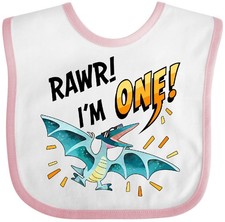 Inktastic Rawr I'm One Birthday Pterodactyl Dino Baby Bib Birthdays First Cool