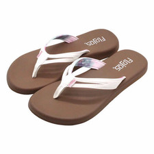 Flojos Women's Memory Foam Margo Flip Flop WHITE  Size 8