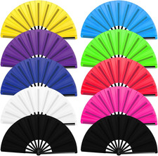 10Pcs Folding Hand Fan Bulk, Popping Clacking Fans for Line Dancing Mix Color Cl