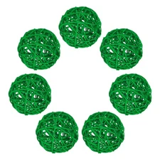 7Pcs Wicker Rattan Balls, 2.75 in Dia Rattan Decorative Balls, Green