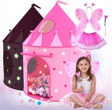 Princess Castle Pop-Up Tent  Dress Up Set for Girls, Glow Stars, Indoor/Outdoor
