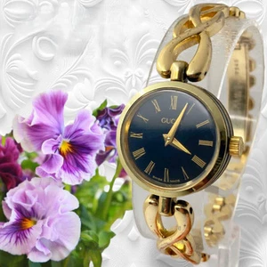 Montre GUCCI Sherry Line noire ronde 2 aiguilles quartz saphir classique élégante