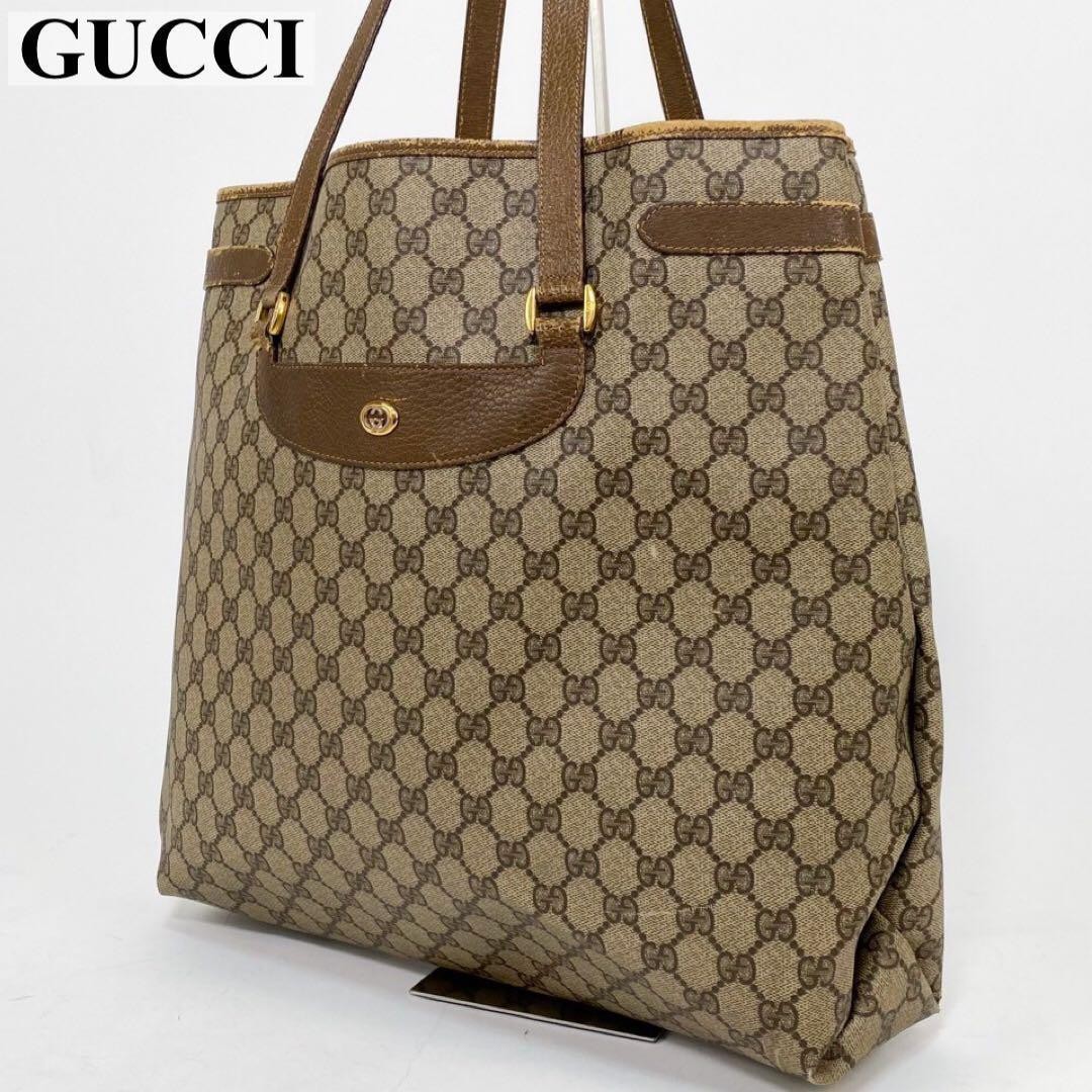 Gucci GG Monogram Brown Unisex A4 Large Tote Bag Authentic