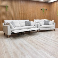 Furniture Village 'Uniqa' 3 + 2 Seater Power Recliner Sofa Steel Woven Fabric