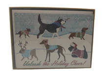 Punch Studio 14972 Box 15 Embellished Christmas Cards Dogs in Sweaters Glitter