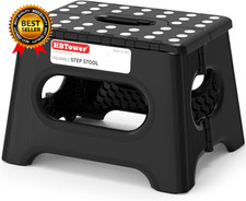 Folding Step Stool 9 Inch Holds 600 Lb Non-Slip Surface Carry Handle