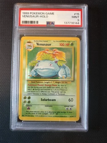 Pokémon Venusaur Base Set Holo Rare PSA 9 15/102 1999 English (New Cert)