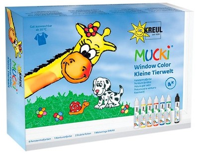 KREUL 24451 - Mucki Window Color Set Kleine Tierwelt, 7 x 29 ml Farbe, Folien un