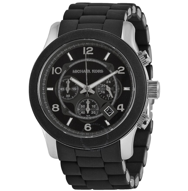 DIESEL CHRONOGRAPH ALL BLACK 腕時計 Michael Kors Men's Runaway Black Silicon Chronograph Watch MK8107