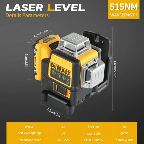 Laser De Chantier Dewalt DW089LG - 12 Lignes, Avec Batterie 12V Et Chargeur, Neuf