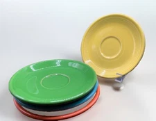 4 Fiesta HLC USA 5.75" Teacup Saucers Shamrock, Turquoise, Sunflower, Tangerine