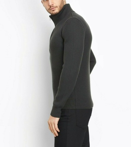 $395 NWT VINCE SzS 100% WOOL RIBBED MOCK NECK PULLOVER SWEATER BURNT WOOD GREY - Picture 5 of 6